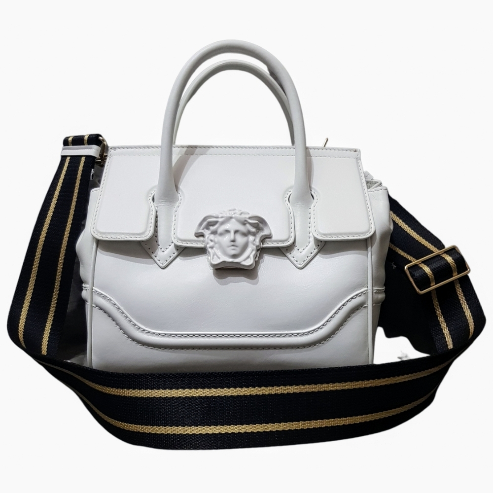 White Leather Bridal Handbag • Versace Empire Palazzo
